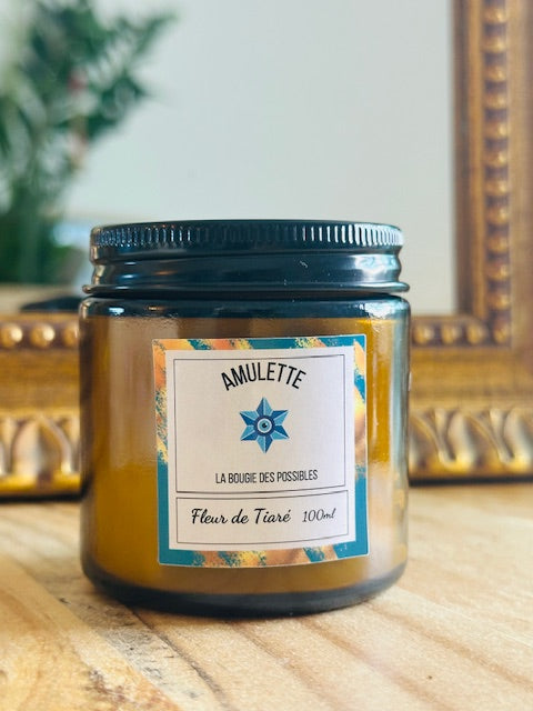 BOUGIE AMULETTE PARFUM FLEUR DE TIARE 100G